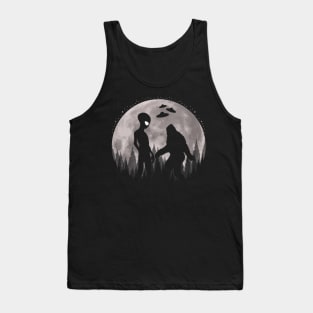 Bigfoot And Alien Ufos Moon Tank Top